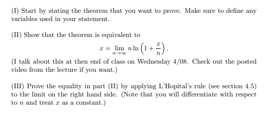 Solved (I) Start by stating the theorem that you want to | Chegg.com