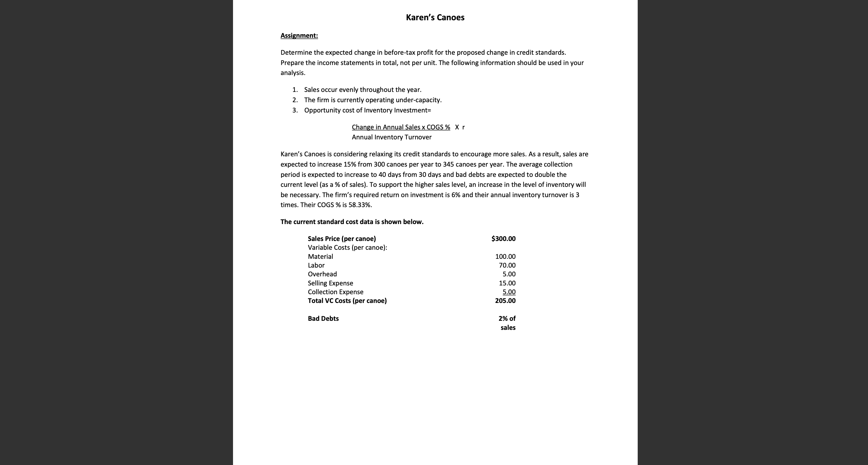 Solved Assignment: Determine the expected change in | Chegg.com