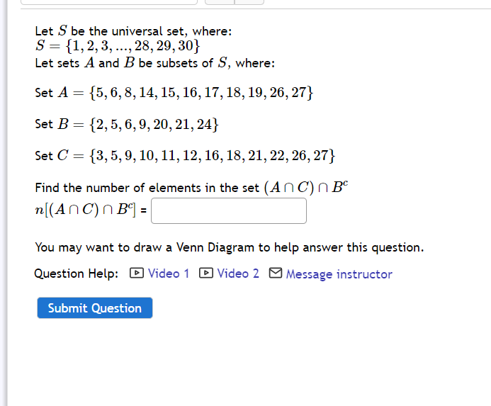 Solved S={1,2,3,…,28,29,30} Let sets A and B be subsets of | Chegg.com