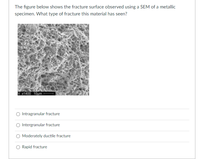 Solved The figure below shows the fracture surface observed | Chegg.com