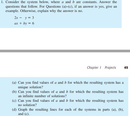 Solved 1. Consider the system below, where a and b are | Chegg.com