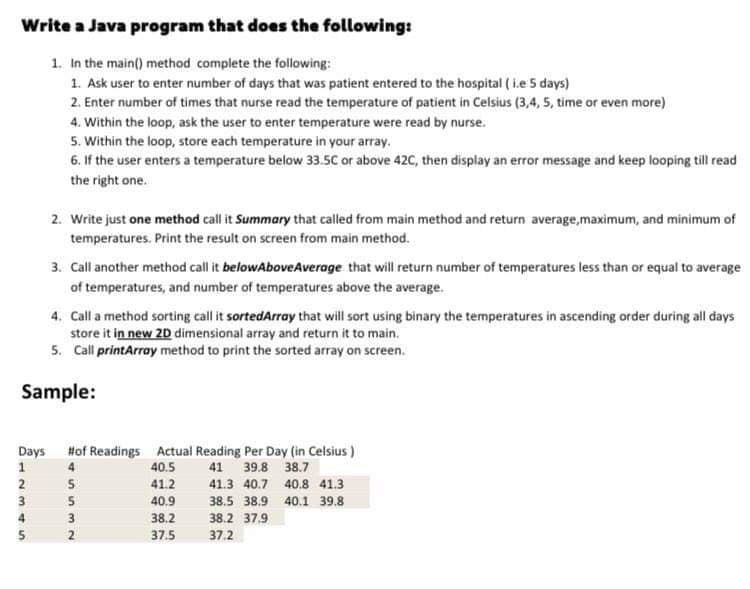 Solved Write a Java program that does the following: 1. In | Chegg.com