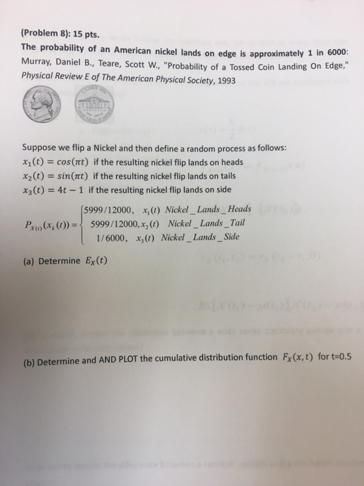 Solved The probability of an American nickel lands on edge