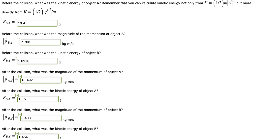 Solved Object A Has Mass Ma 10 Kg And Initial Momentum P