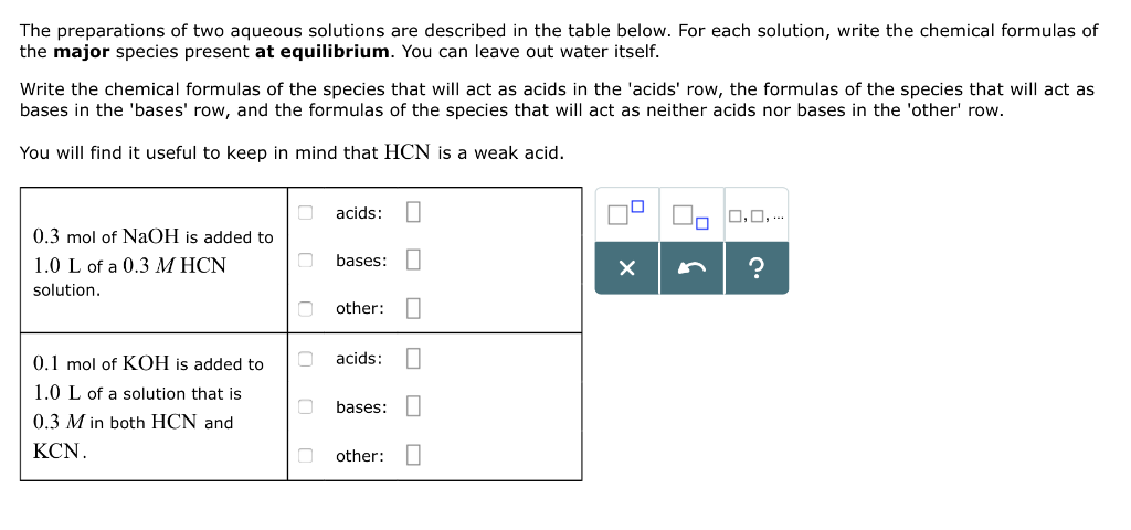 Solved The Preparations Of Two Aqueous Solutions Are Chegg Com