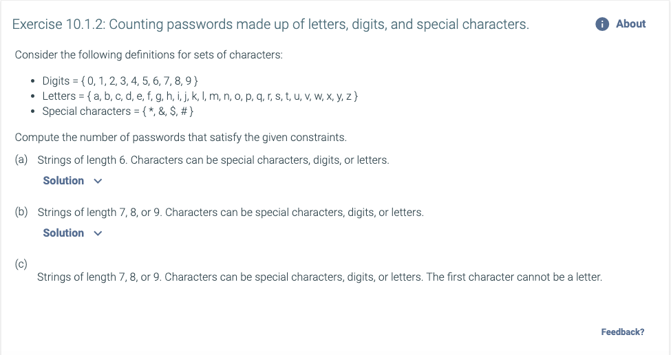 Solved Exercise 10 1 2 Counting Passwords Made Up Of Let Chegg Com