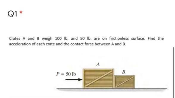 Solved Q1* Crates A And B Weigh 100 Lb. And 50 Lb. Are On | Chegg.com