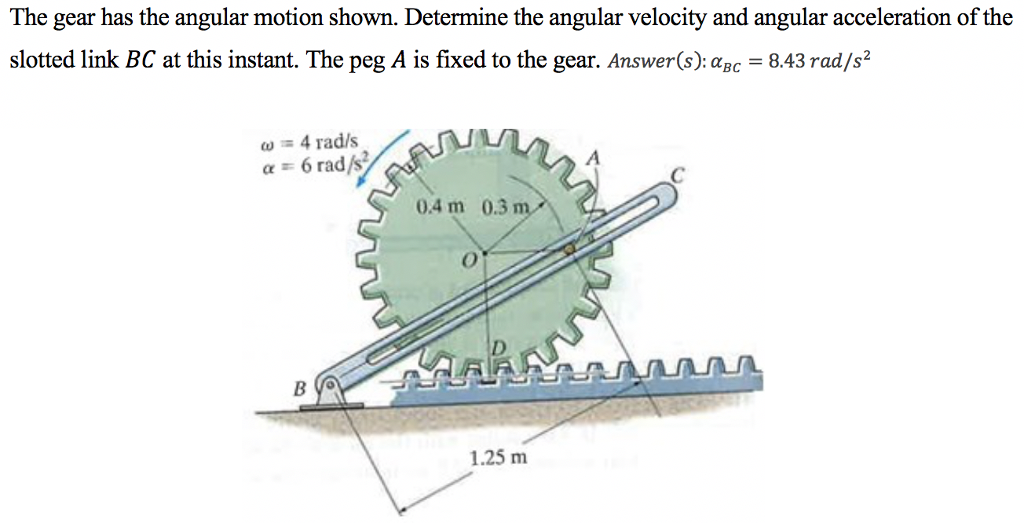 Solved The Gear Has The Angular Motion Shown. Determine The | Chegg.com