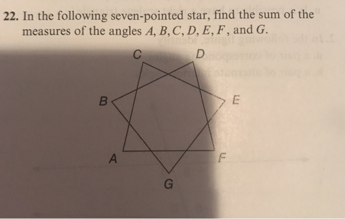 Solved 22. In the following seven-pointed star, find the sum | Chegg.com