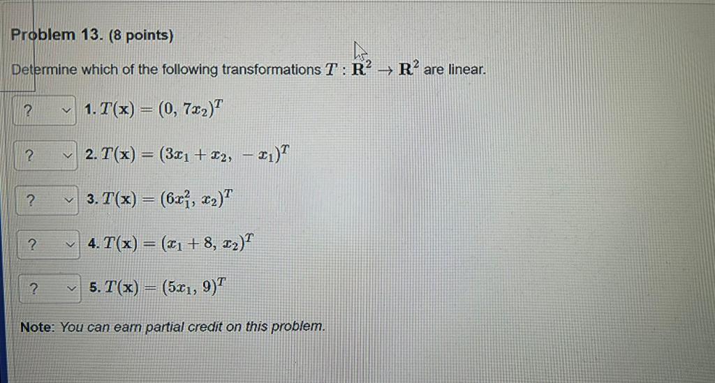 Solved Determine Which Of The Following Transformations | Chegg.com