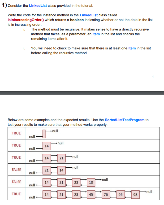 Solved 1) Consider the LinkedList class provided in the | Chegg.com
