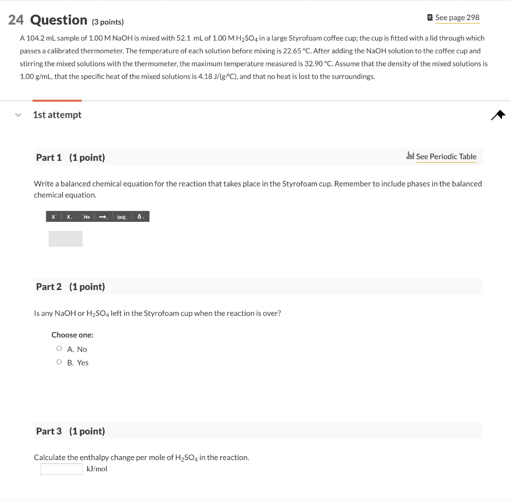 Solved Question ( 3 points) E See page 298 A 104.2 mL sample | Chegg.com