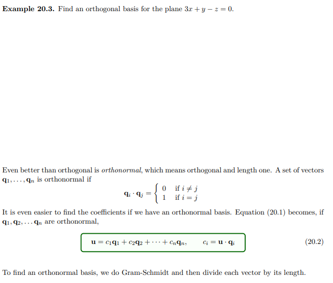 Solved Example 20.3. Find an orthogonal basis for the plane | Chegg.com