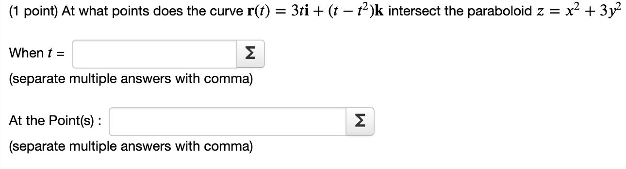 Solved (1 point) At what points does the curve