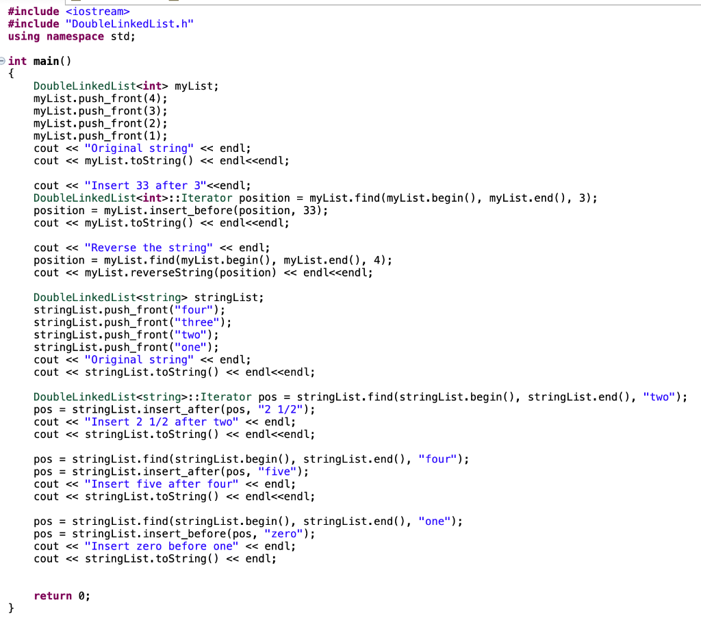 Solved Create an iterator for a Double Linked ist. The nodes | Chegg.com