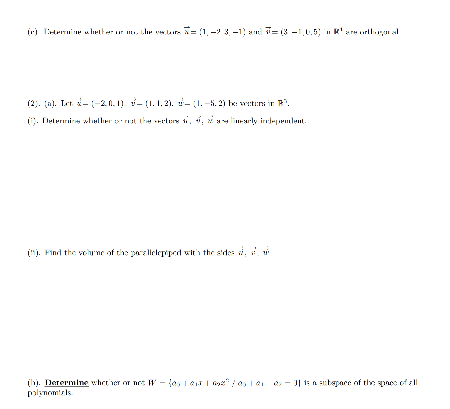 Solved 1 A Let U 2 0 4 U 3 1 6 U 2 5 Chegg Com