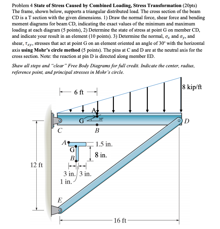 Problem 4 State of Stress Caused by Combined Loading, | Chegg.com
