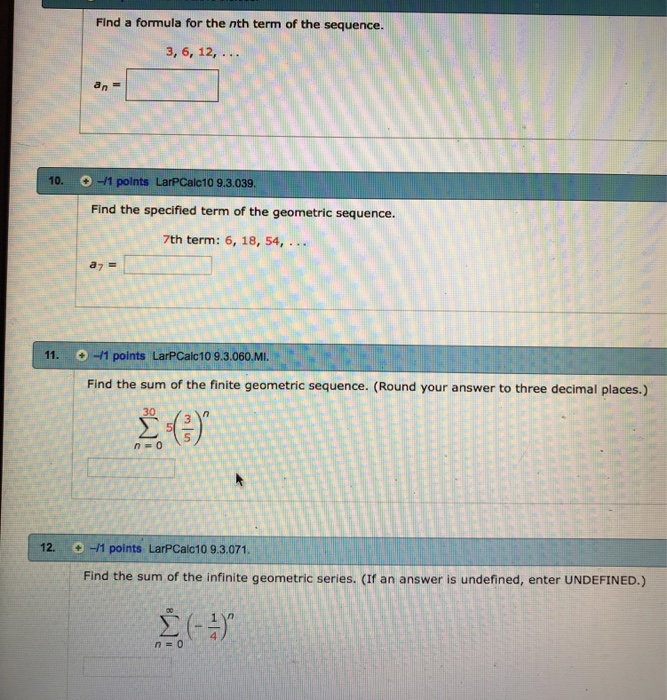 Solved -1 points LarP Calc10 9.2.029 Find a formula for an | Chegg.com