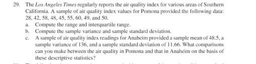 Solved 29. The Los Angeles Times regularly reports the air | Chegg.com