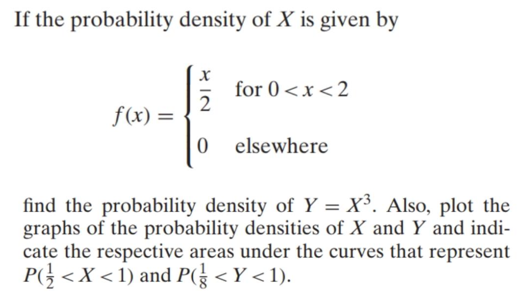 Solved If the probability density of X is given by x for 0