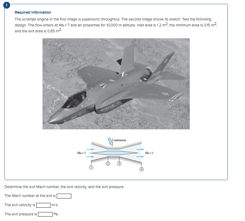 Required Information
The scramjet engine in the first Image is supersonic throughout. The second Image shows its sketch. Test