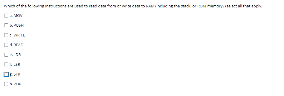 Solved Which of the following instructions are used to read | Chegg.com