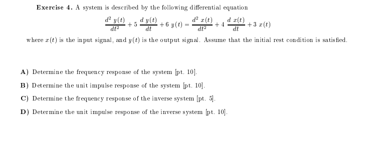 Solved Exercise 4. A system is described by the following | Chegg.com