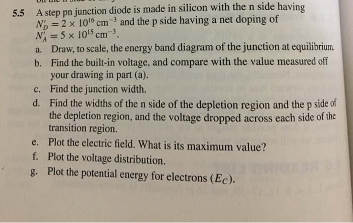 Solved A step pn junction diode is made in silicon with the | Chegg.com