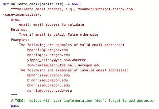 Solved Def Validate_email(email: Str) -> Bool: "Validate | Chegg.com