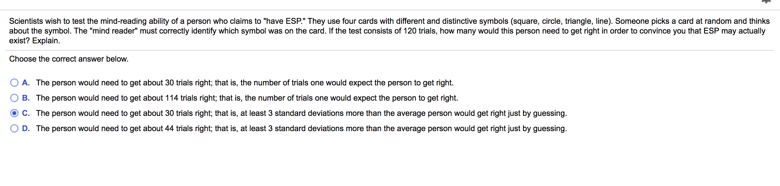 Solved Scientists wish to test the mind-reading ability of a | Chegg.com