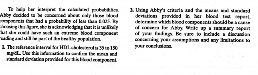 Solved Blood Test Components For Healthy Adults And The Chegg Com