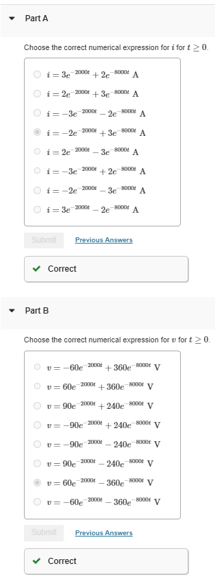 Solved Choose the correct numerical expression for i for | Chegg.com
