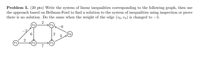 Solved Problem 5. (20 pts) Write the system of linear | Chegg.com