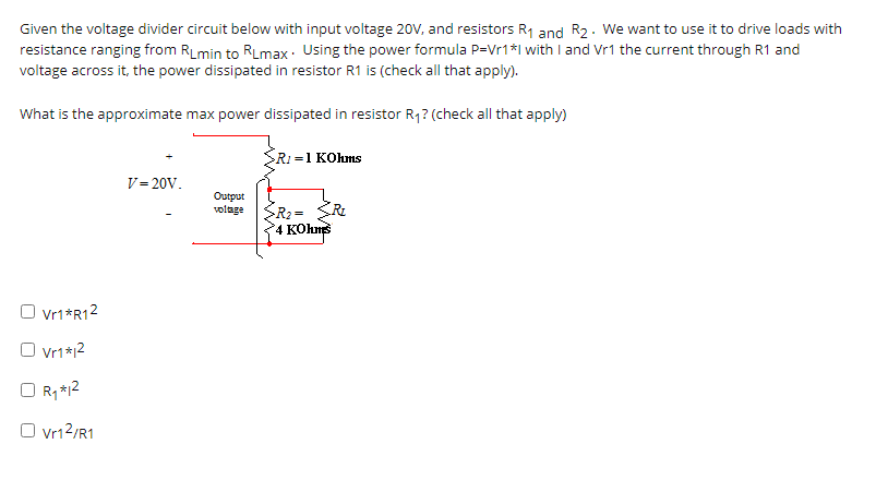 Solved Given the voltage divider circuit below with input | Chegg.com