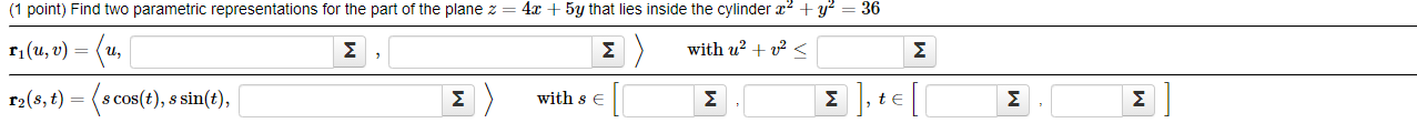 Solved (1 point) Find two parametric representations for the | Chegg.com