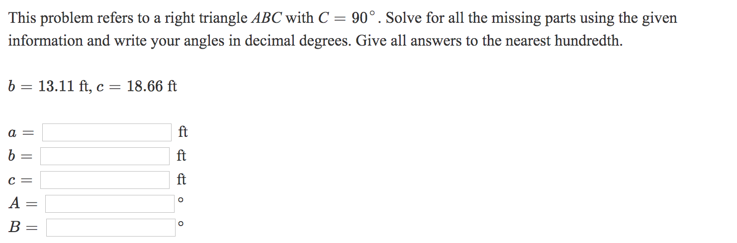 Solved This problem refers to a right triangle ABC with C = | Chegg.com
