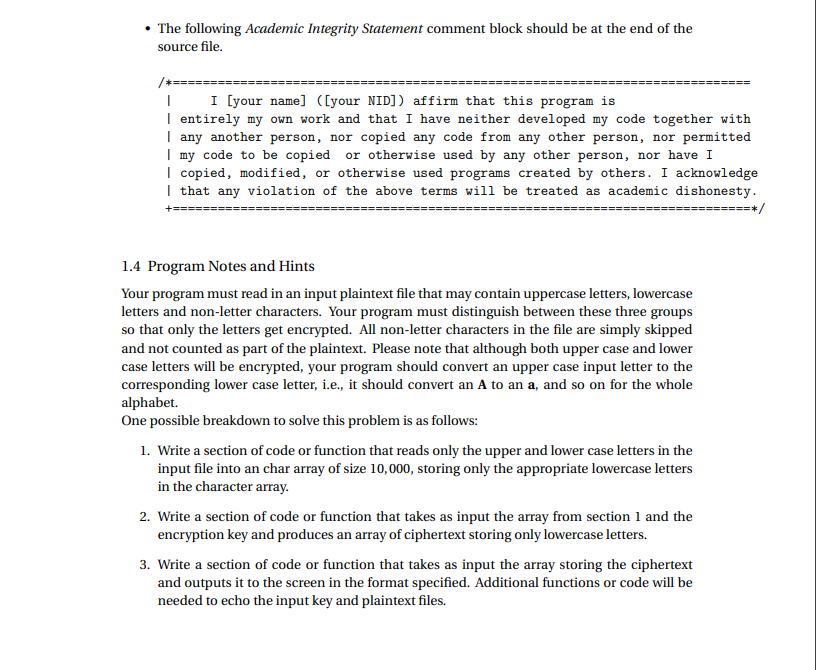 Solved 1 Hill Cipher In this assignment you'll write a | Chegg.com