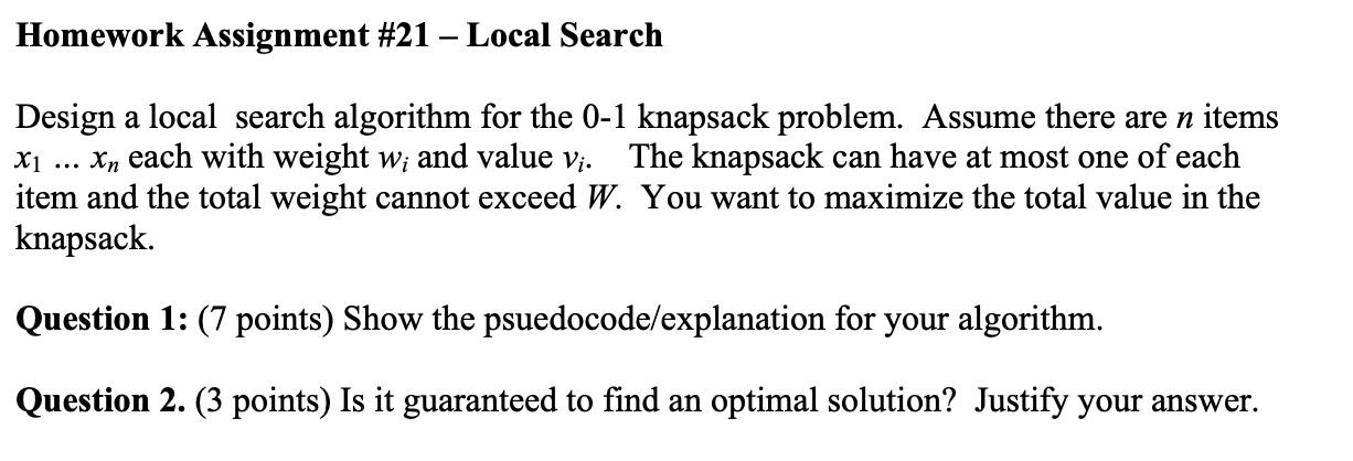 local search for assignment problem