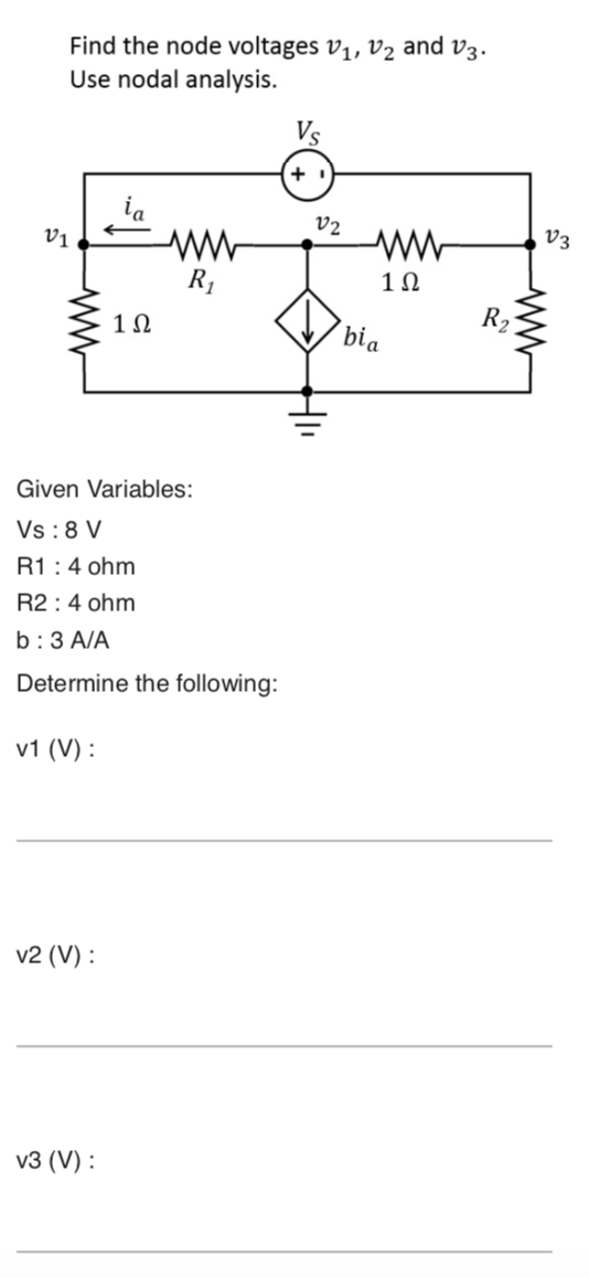 Find The Node Voltages V1 V2 And V3 Use Chegg 