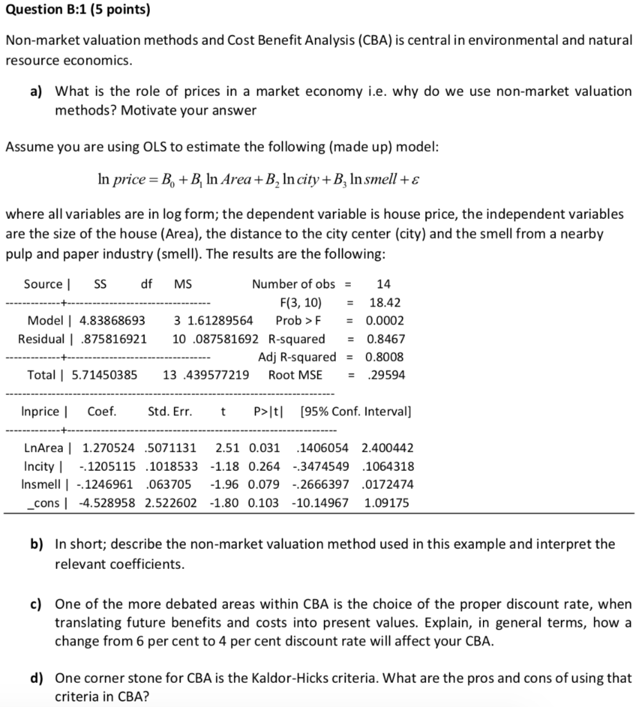 Solved Non-market valuation methods and Cost Benefit | Chegg.com