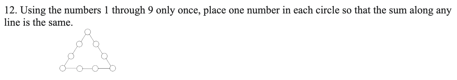 12. Using the numbers 1 through 9 only once, place | Chegg.com