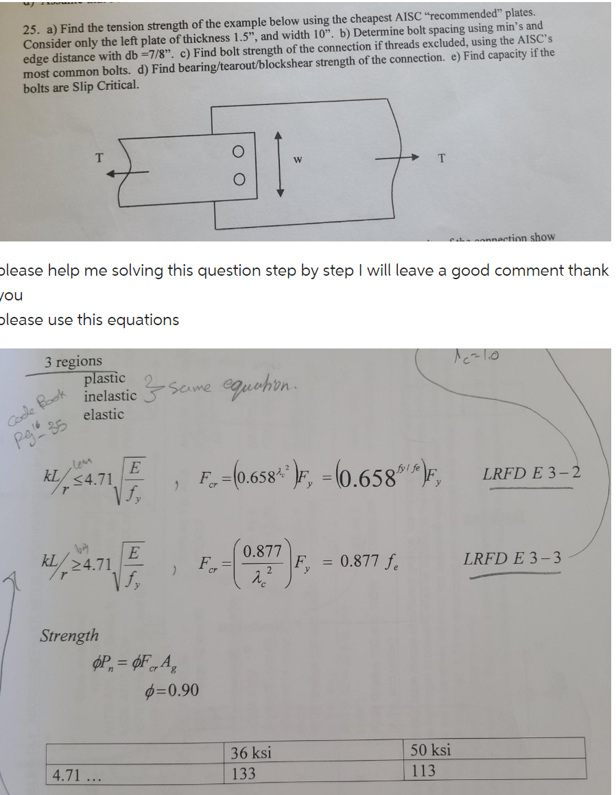 25. a) Find the tension strength of the example below | Chegg.com