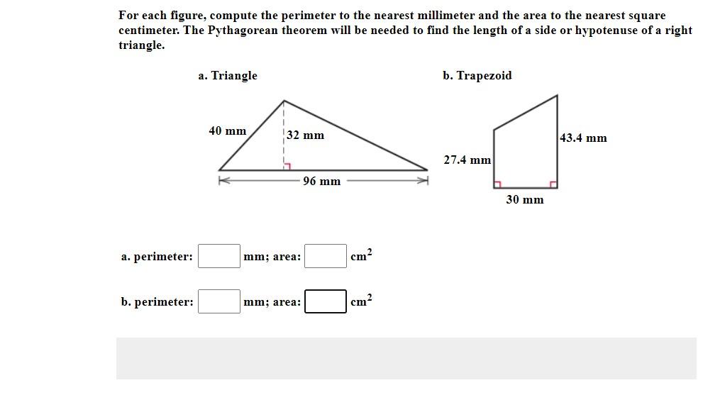 Solved For Each Figure Compute The Perimeter To The Nearest Chegg Com