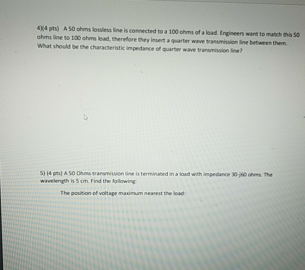 Solved 414 pts) A 50 ohms lossless line is connected to a | Chegg.com