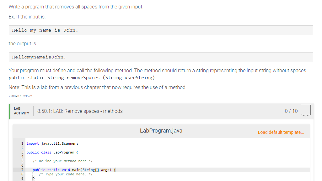 Solved Write A Program That Removes All Spaces From The | Chegg.com