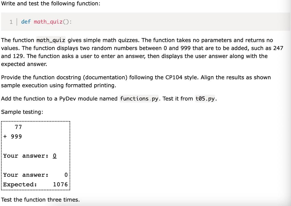 Solved Write and test the following function 1 def