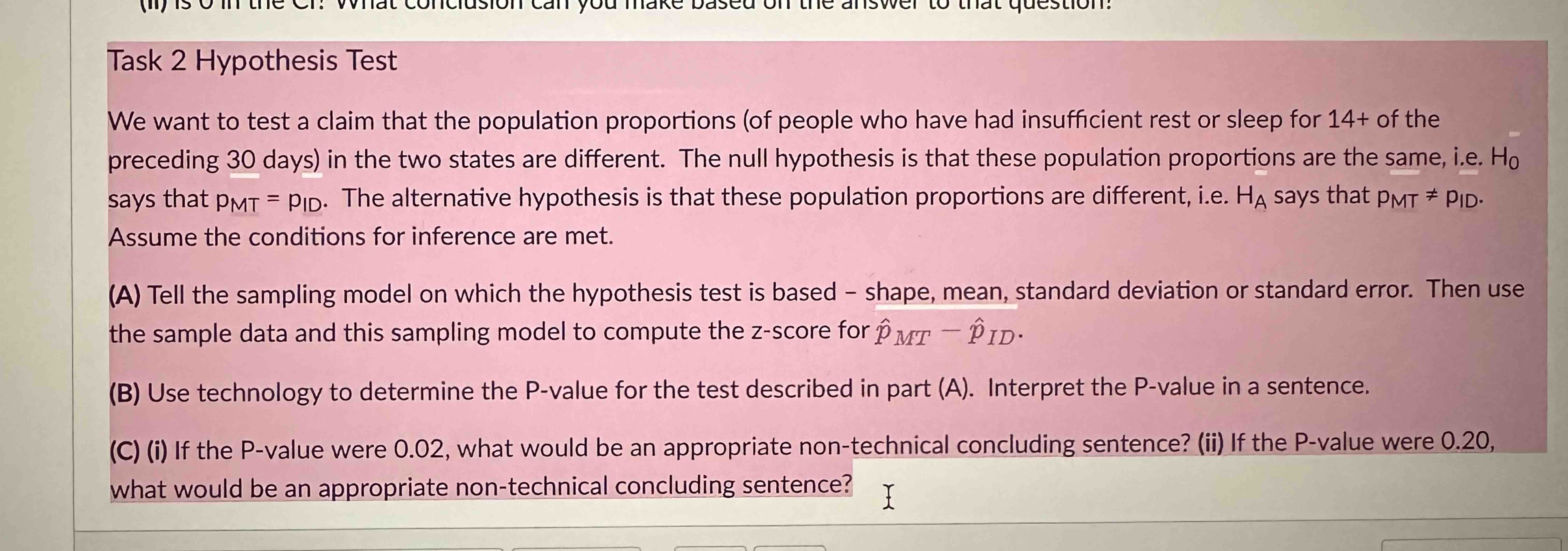 task-2-hypothesis-testwe-want-to-test-a-claim-that-chegg