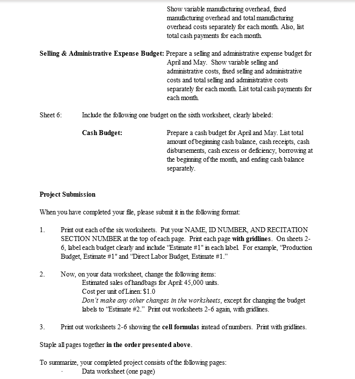 Solved Excel Project Budgetng Spreadsheet This assignment | Chegg.com