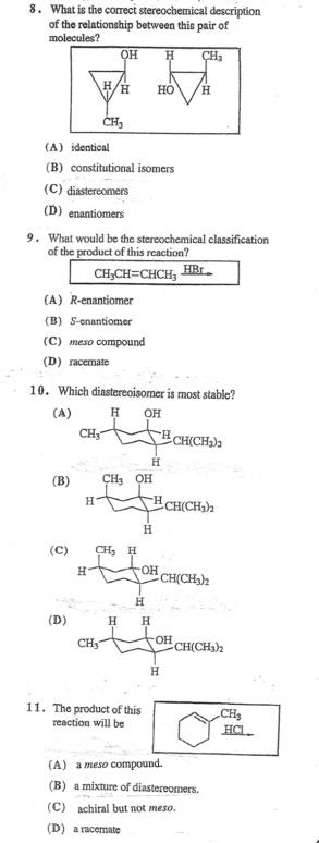 Solved 8. What is the correct stereochemical description of | Chegg.com