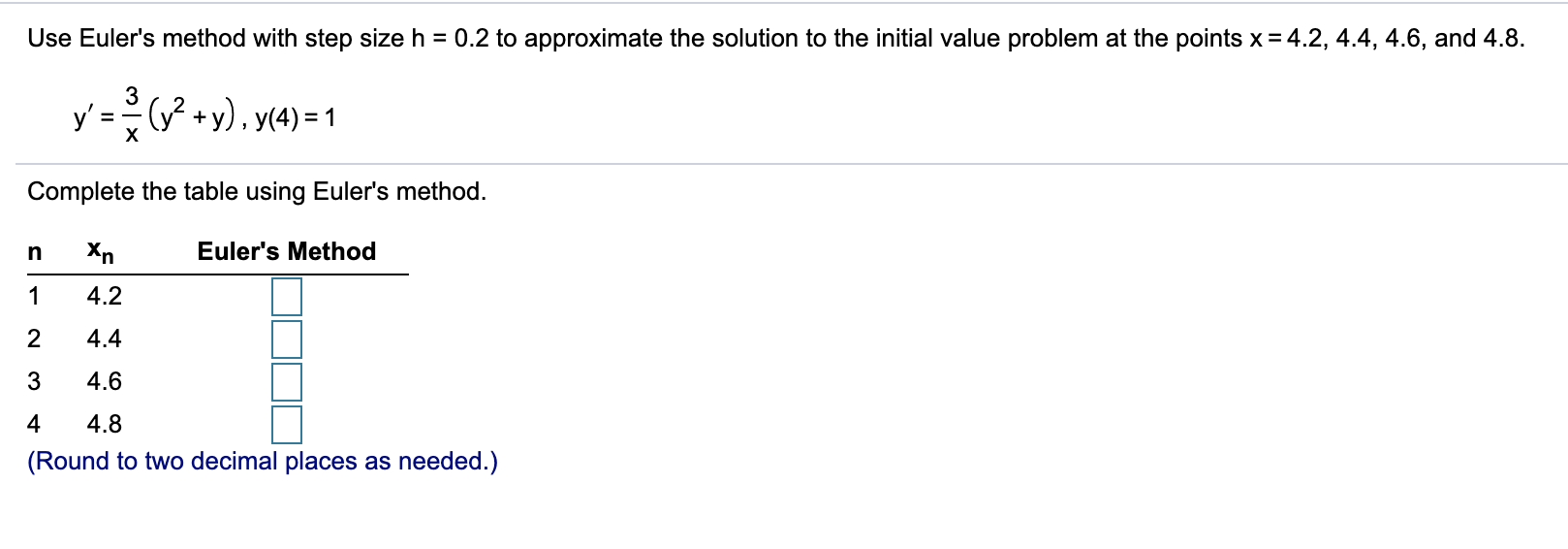 Solved Use Euler's method with step size h = 0.2 to | Chegg.com